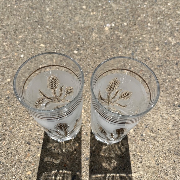 Vintage MCM Devalbor Frosted Bar Juice Glasses Wheat Design Gold Trim (2) Italy - Picture 4 of 9